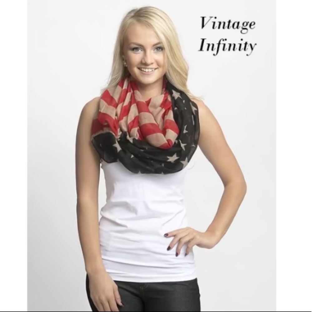 NWT | Vintage American Flag Infinity Scarf